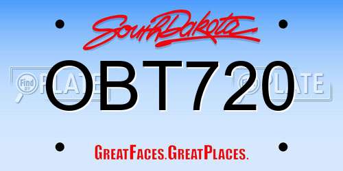 OBT720 South Dakota License Plate