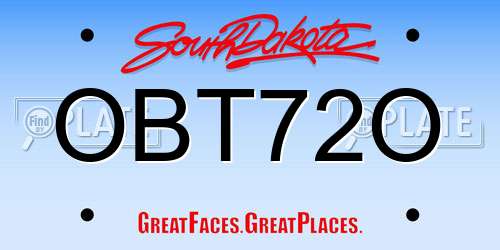 OBT72O South Dakota License Plate