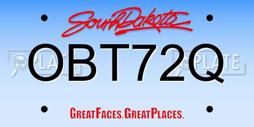 OBT72Q South Dakota License Plate
