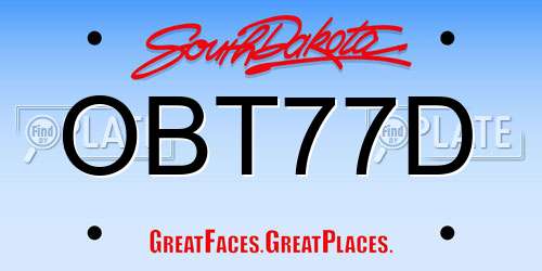 OBT77D South Dakota License Plate