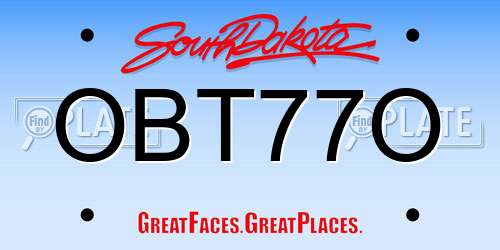 OBT77O South Dakota License Plate