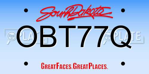OBT77Q South Dakota License Plate