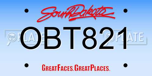 OBT821 South Dakota License Plate