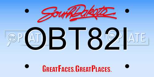 OBT82I South Dakota License Plate