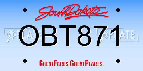 OBT871 South Dakota License Plate