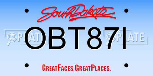 OBT87I South Dakota License Plate