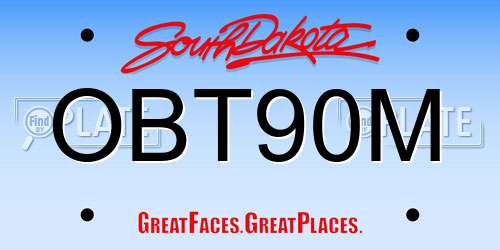 OBT90M South Dakota License Plate