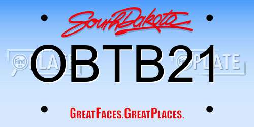 OBTB21 South Dakota License Plate