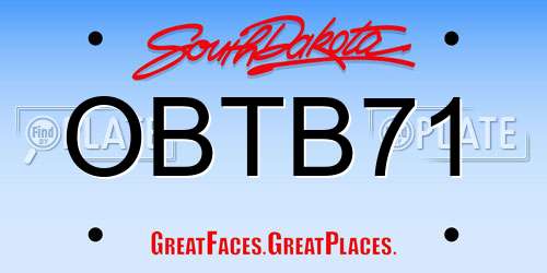 OBTB71 South Dakota License Plate