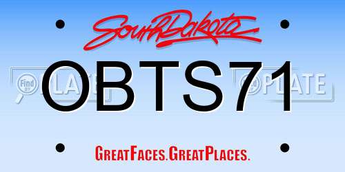 OBTS71 South Dakota License Plate