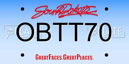 OBTT70 South Dakota License Plate