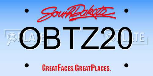 OBTZ20 South Dakota License Plate