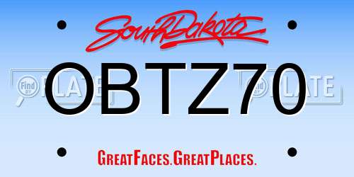 OBTZ70 South Dakota License Plate