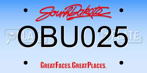 OBU025 South Dakota License Plate
