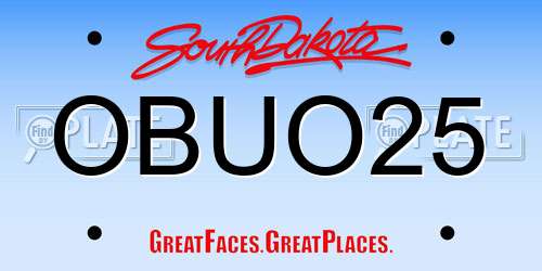 OBUO25 South Dakota License Plate