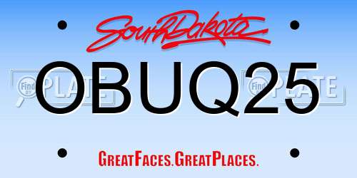 OBUQ25 South Dakota License Plate