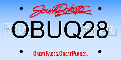 OBUQ28 South Dakota License Plate
