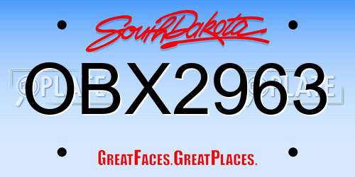 OBX2963 South Dakota License Plate