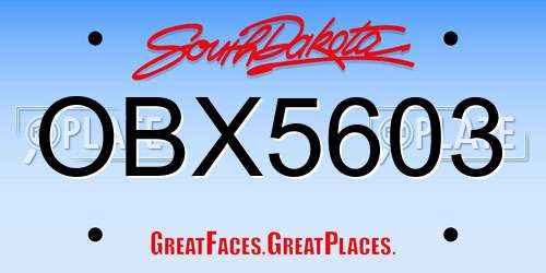 OBX5603 South Dakota License Plate