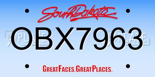 OBX7963 South Dakota License Plate