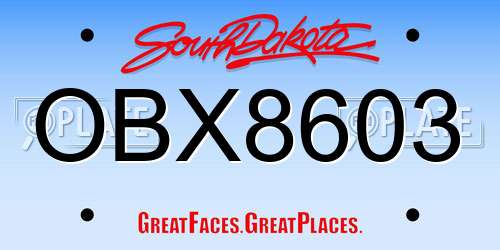 OBX8603 South Dakota License Plate