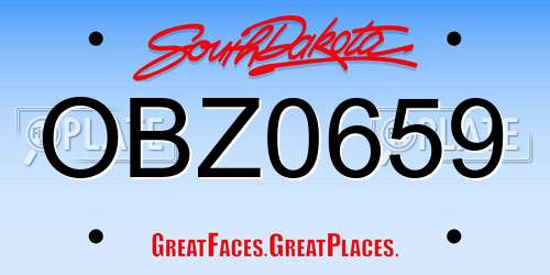 OBZ0659 South Dakota License Plate