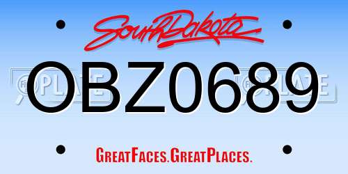 OBZ0689 South Dakota License Plate