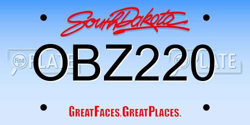 OBZ220 South Dakota License Plate
