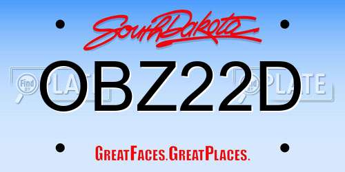 OBZ22D South Dakota License Plate