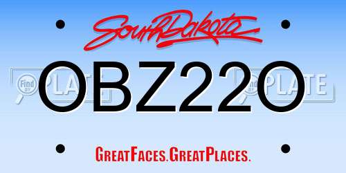 OBZ22O South Dakota License Plate