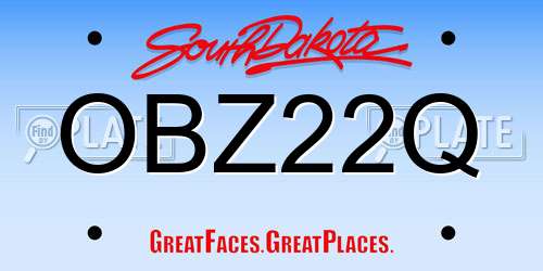 OBZ22Q South Dakota License Plate