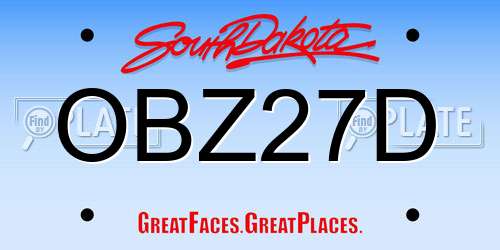 OBZ27D South Dakota License Plate