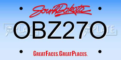 OBZ27O South Dakota License Plate