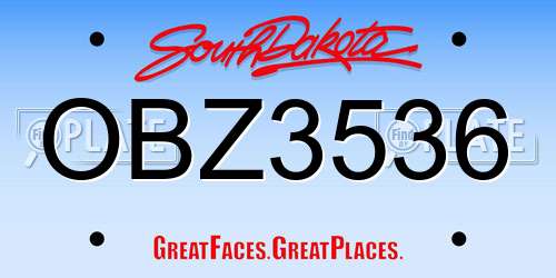 OBZ3536 South Dakota License Plate