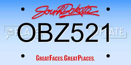 OBZ521 South Dakota License Plate