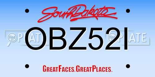 OBZ52I South Dakota License Plate