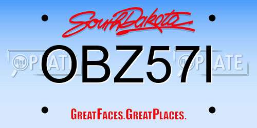 OBZ57I South Dakota License Plate