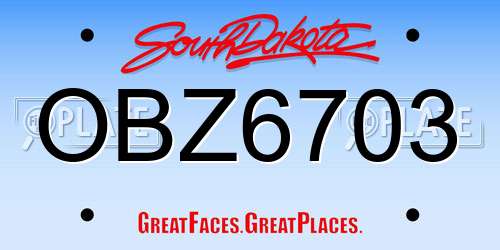 OBZ6703 South Dakota License Plate