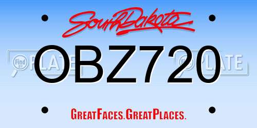 OBZ720 South Dakota License Plate