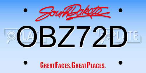 OBZ72D South Dakota License Plate