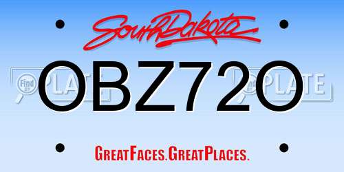 OBZ72O South Dakota License Plate