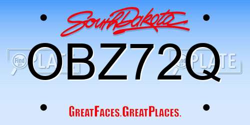 OBZ72Q South Dakota License Plate