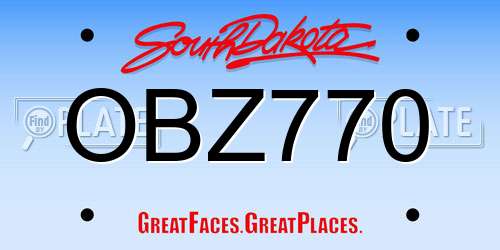OBZ770 South Dakota License Plate
