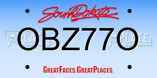 OBZ77O South Dakota License Plate