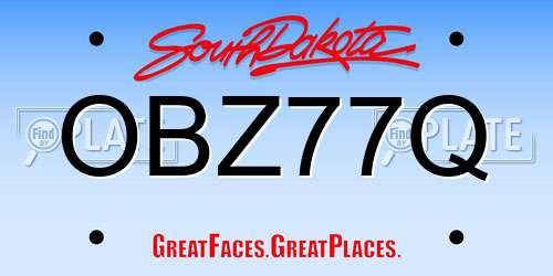OBZ77Q South Dakota License Plate