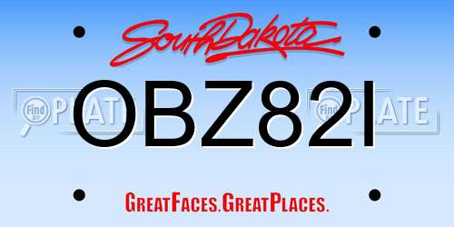 OBZ82I South Dakota License Plate