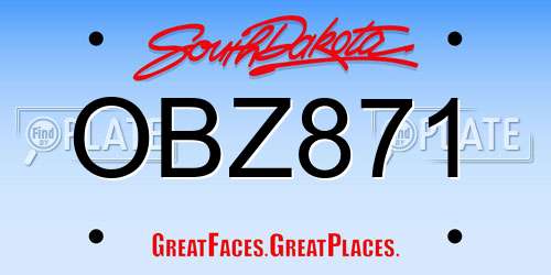 OBZ871 South Dakota License Plate