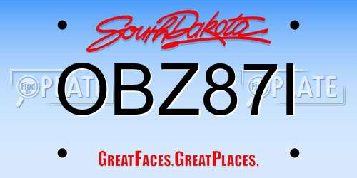 OBZ87I South Dakota License Plate