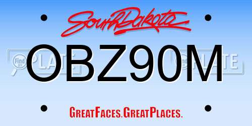 OBZ90M South Dakota License Plate