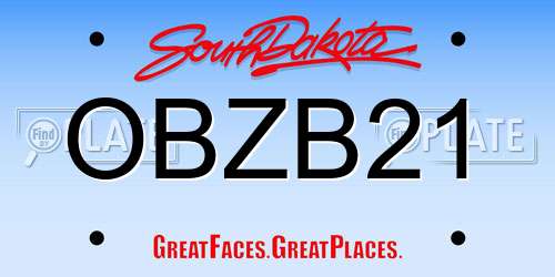OBZB21 South Dakota License Plate